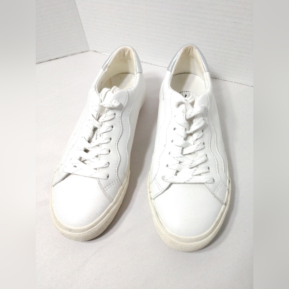 Madewell White & Silver Leather Sneakers Size 7.5 M - Picture 2 of 15